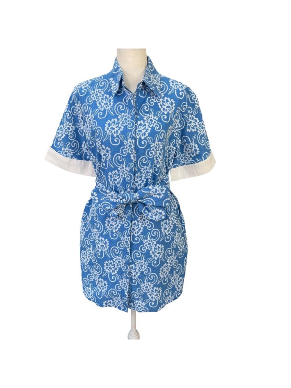 Pomander Place Tuckernuck Riviera Painted Chintz Aurora Dress Blue White Size Sm